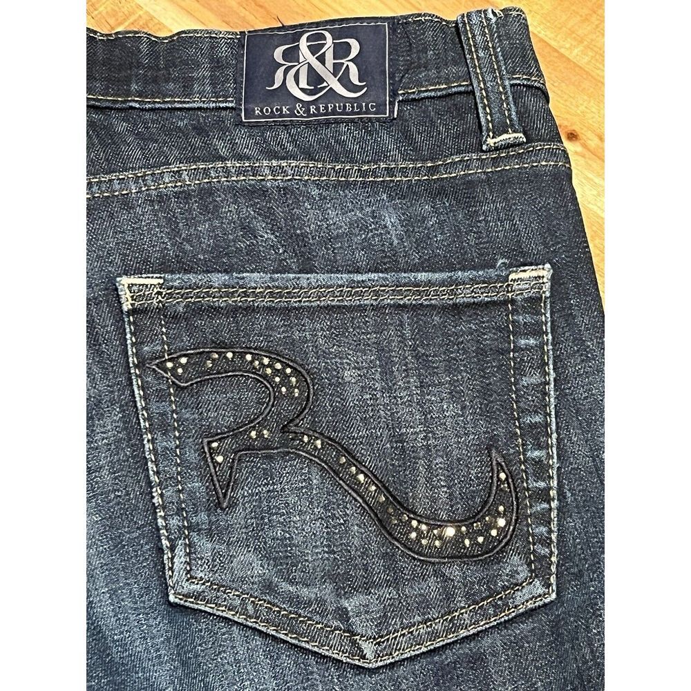 Rock & Republic Size 8Women's Designer Denim Blingy Jeans 30" Inseam - Picture 5 of 8